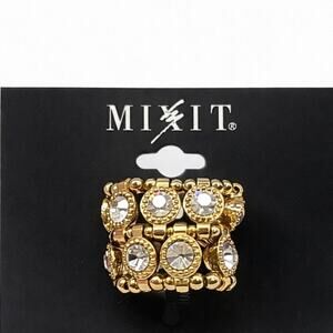 Mixit Gold Stretchable Ring with Sparkling Accents